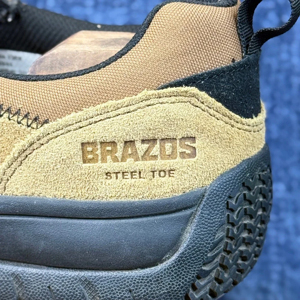 Brazos Steel Toe Work Shoes Mens 13EE Tan Suede Leather Slip On 170843